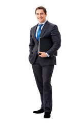 Full-body portrait of businessman, isolated on white