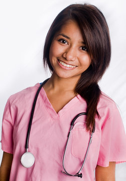 Attractive Asian Nurse Standing with smile