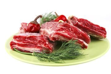 beef rib's on dish with greenery