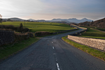 Winding countryside roadway