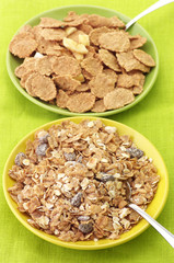 Breakfast cereal in plates