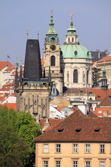 Fototapeta na wymiar The View on Prague's St. Nicholas' Cathedral