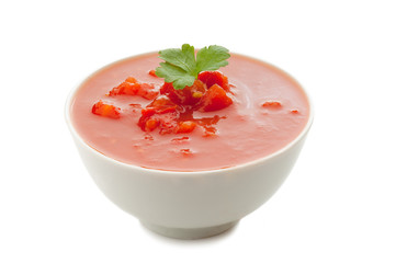 bowl with raw tomato pulp and parsley