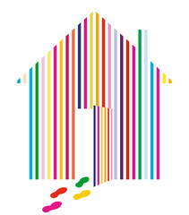 Haus mit Farbstreifen