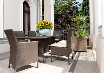 terrace with flowers