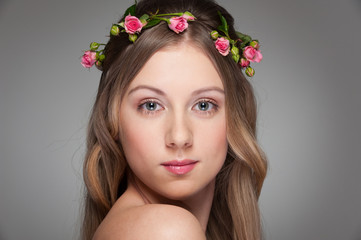 lovely young model with flower