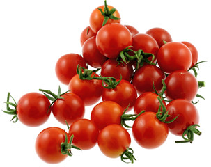 tomates cerises, fond blanc