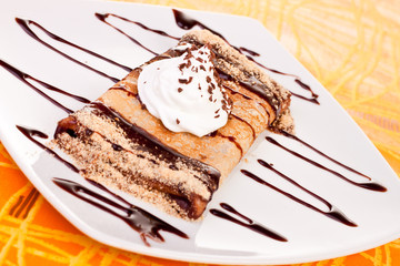 pancake with chocolate syrup