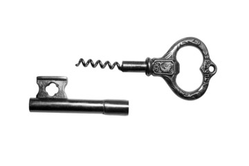Skeleton Key on White. Clipping Path Included.