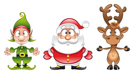 Sierkussen Santa claus, Elf, Rudolph © ddraw