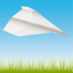 Paper plane in the air vector illustration cartoon