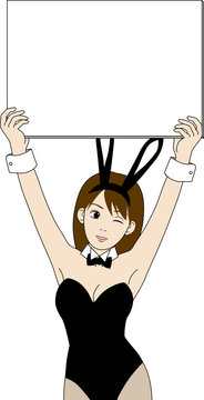 ボードを掲げるバニーガール Stock イラスト Adobe Stock