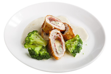 meat roll with broccoli