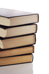 Pile of books isolated on white background
