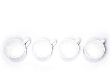 Line of white cups.