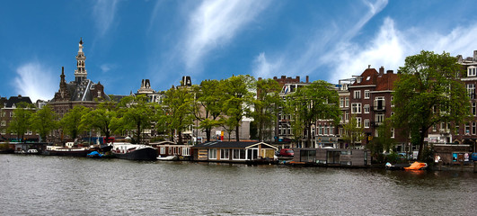 Fototapeta premium Amsterdam channel - Westerkerk church