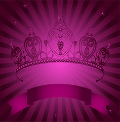 Princess Crown on radial grange background