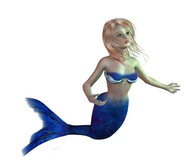 Selbstklebende Fototapeten Süße Meerjungfrau-3D-Rendering © AlienCat