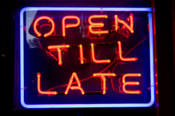 OPEN TILL LATE neon sign