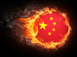 Crédence de cuisine en verre imprimé Flamme Drapeau de la Chine