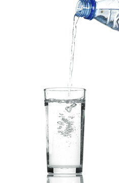 Water in a glass isolated on white background