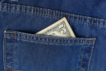 five bucks in jeans pocket