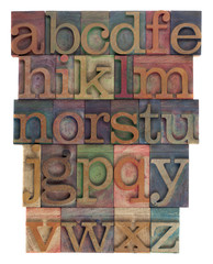 alphabet abstract - vintage wooden letterpress type