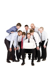 Obraz premium Businessmen in front of a laptop