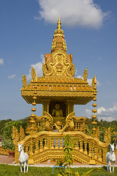 The image of Buddha in the temple town of Kampot, Cambodia.