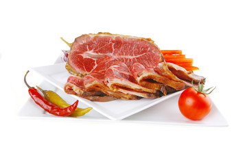 meat rolls and chunk on white