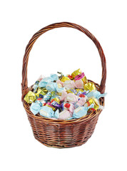 Fototapeta na wymiar Assorted chocolates in a basket
