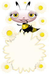 Ape Primavera Sfondo-Springtime Bee Background-Cartoon