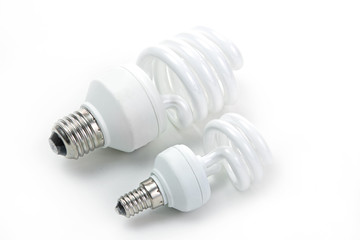 Fluorescent lamp bulb on isolated background