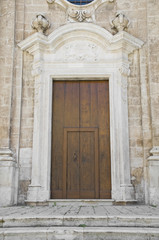 Wooden Portal of Monopoli Cathedral. Apulia.