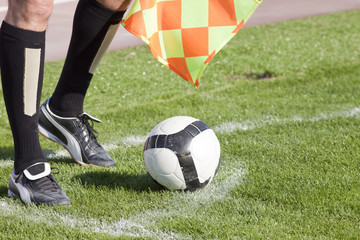 Referee in corner with ball