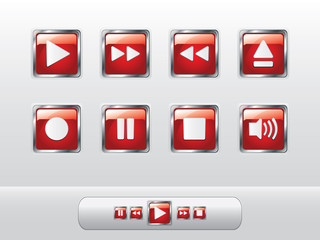 Glossy red music buttons