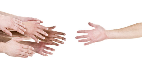 Hand reaching out for help