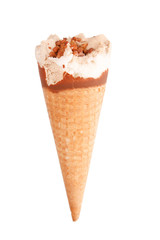 ice cream in the cone.