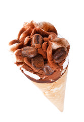 ice cream in the cone.