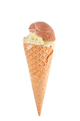 ice cream in the cone.