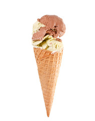 ice cream in the cone.