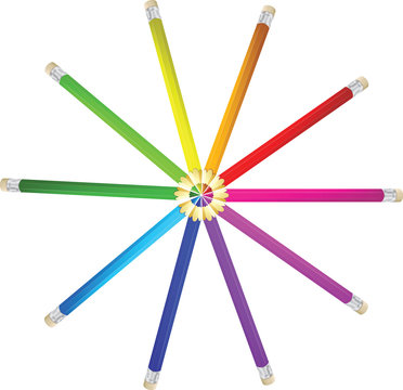 set of color pencils vector illustration