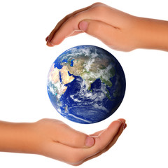 Save the world - hands around earth . Some components  are provi