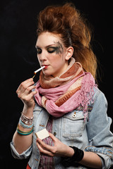 glam punk girl smoking