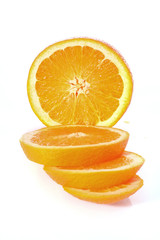 Naklejka na ściany i meble Sliced orange isolated on white background