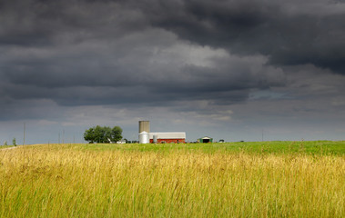 Farm on stormy day