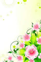 Abstract Background with flowers and leaves