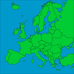 Map of Europe with borders