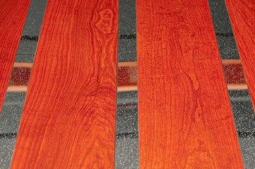 raindrop covered redwood and chrome background