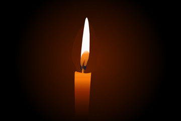 Vector illustration of candle under the dark background